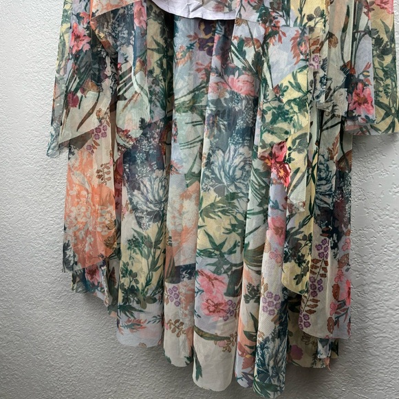 Anthropologie High-Low Tulle Women Garden Floral Watercolor Size6 Romantic Skirt - Picture 3 of 13